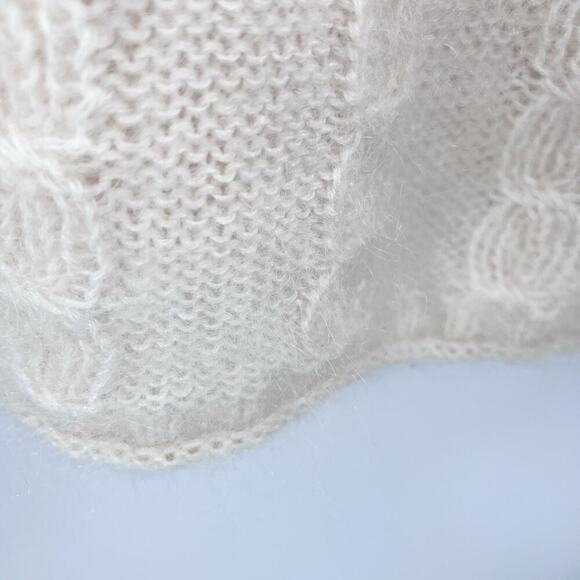 Vintage ESPRIT Ivory Fuzzy Wool Mohair Oversized Cable Knit Sweater Womens Large - Picture 6 of 7